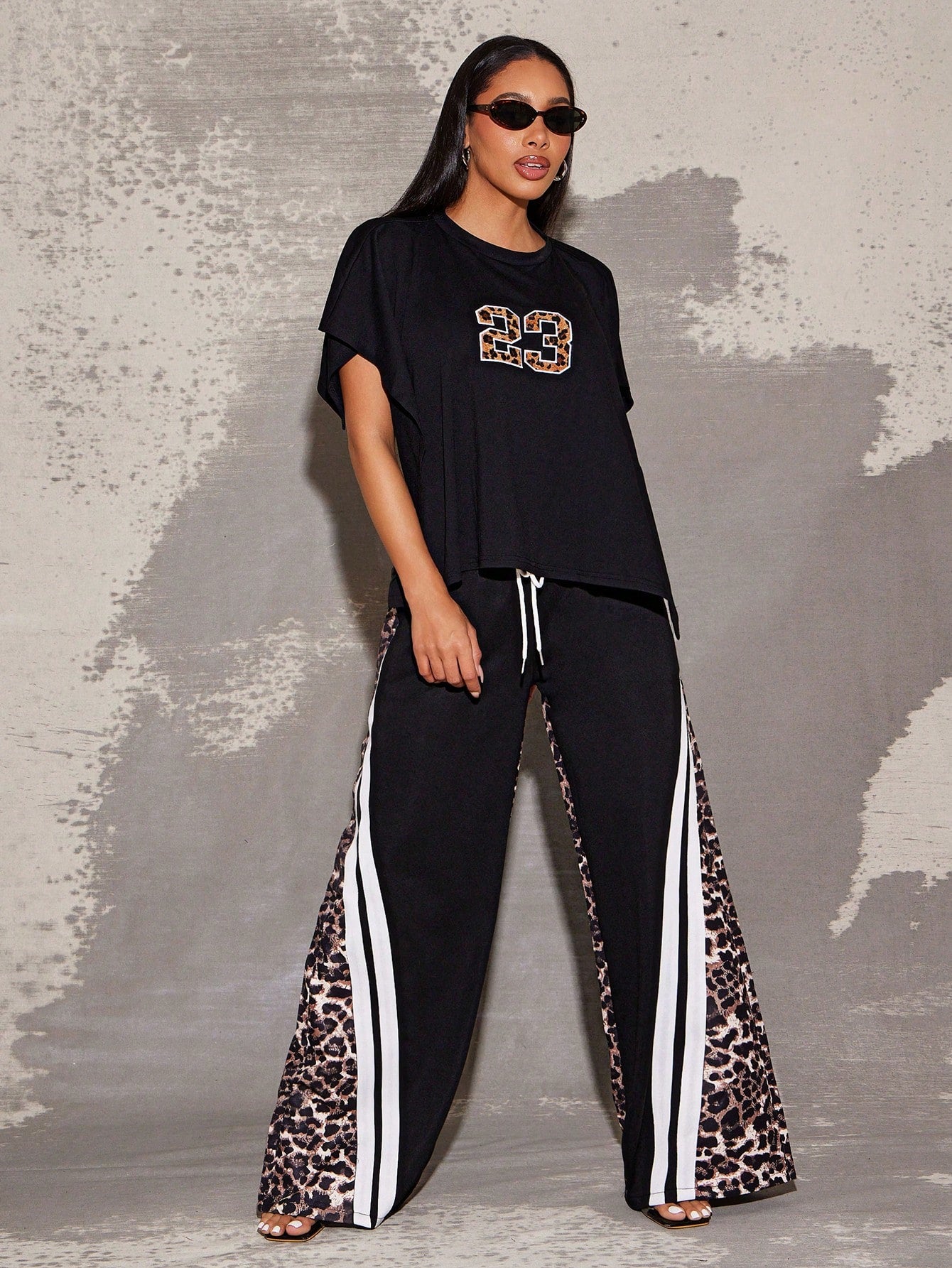 Wide leg pants with Tiger printed design imported diving fabric