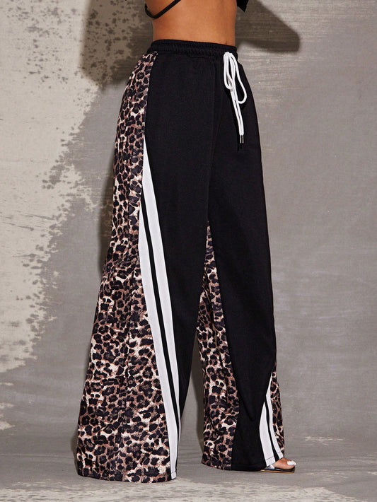 Wide leg pants with Tiger printed design imported diving fabric
