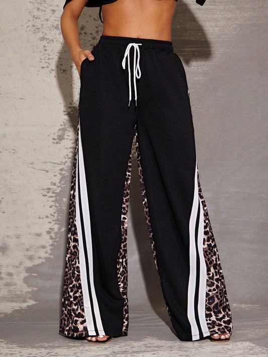 Wide leg pants with Tiger printed design imported diving fabric