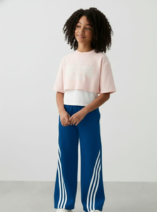 Three lines wide leg pants for teenagers