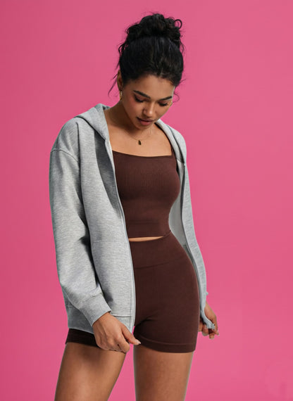 Zippered Basic Hoodie