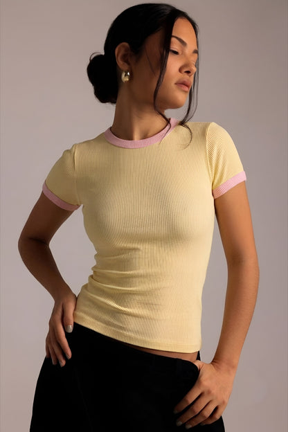 Candy Ribbed Ringer Tee