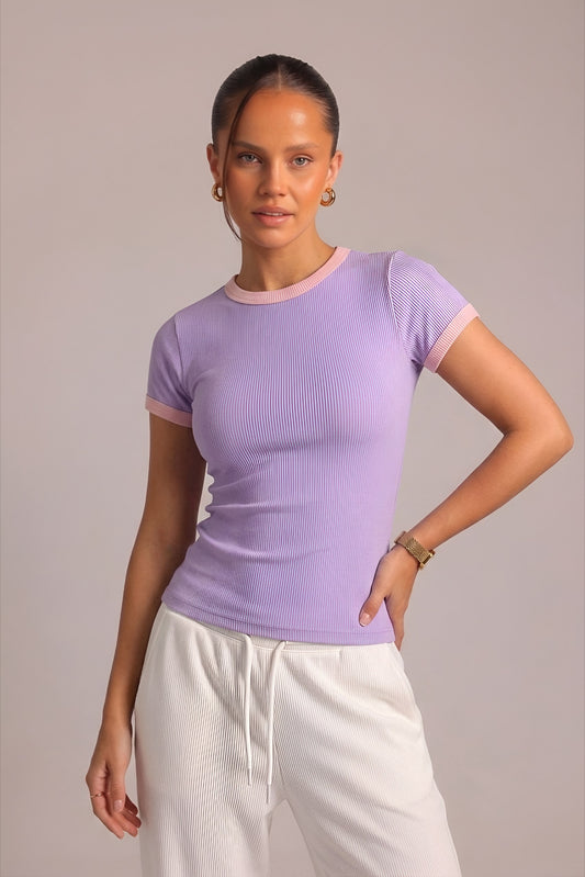 Candy Ribbed Ringer Tee