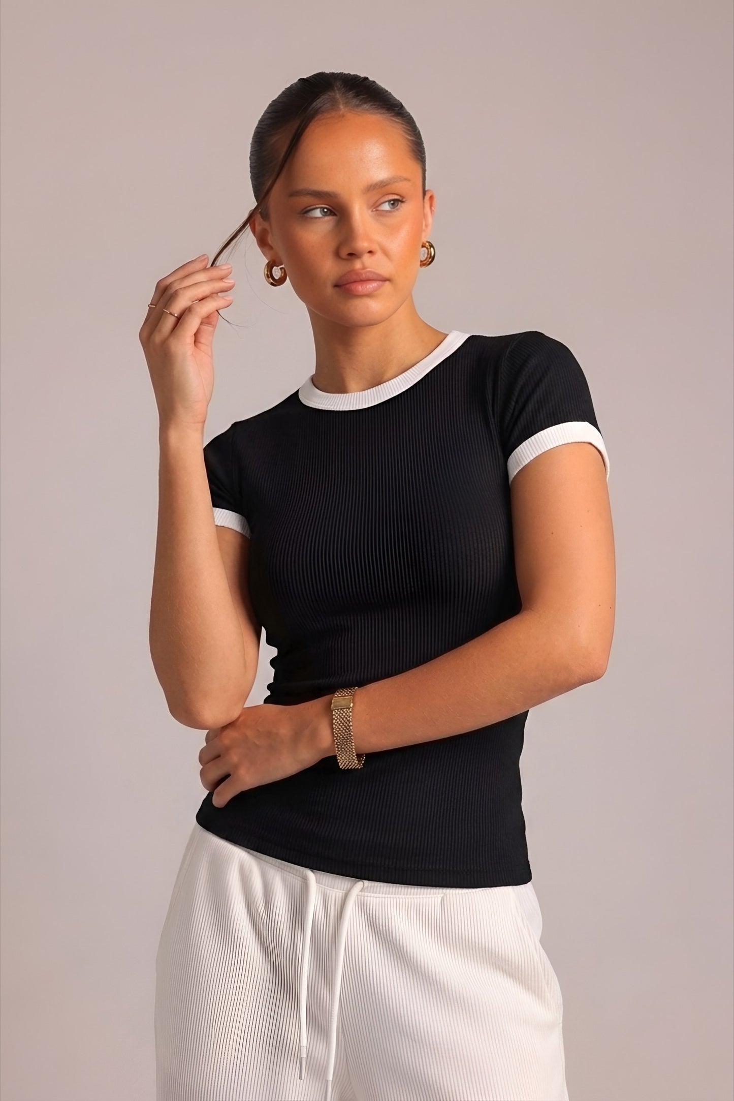 Candy Ribbed Ringer Tee