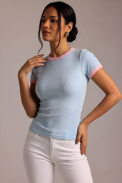 Candy Ribbed Ringer Tee